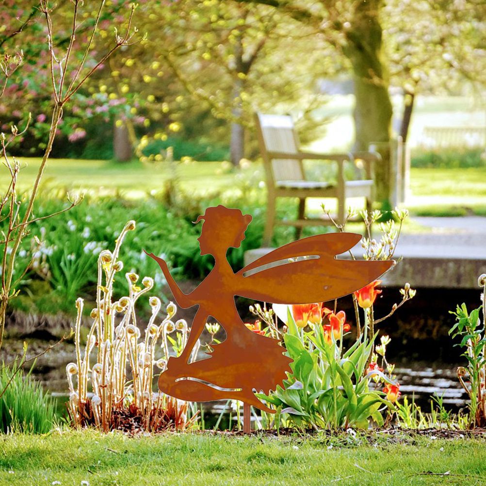 Decorative Garden Stakes Fairy Silhouette Metal Yard Stakes Arts Outdoor view 3