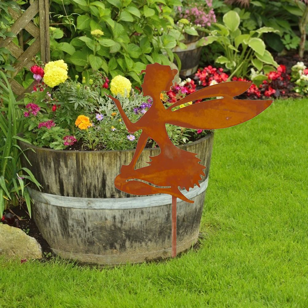 Decorative Garden Stakes Fairy Silhouette Metal Yard Stakes Arts Outdoor view 5