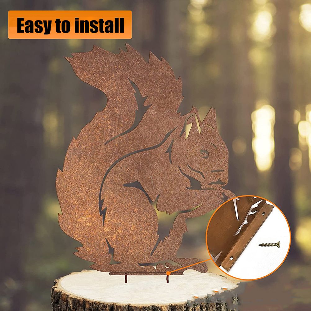 Rusty Standing Tree Stake Metal Rust Figure Garden Stake Outdoor Garden Yard view 3