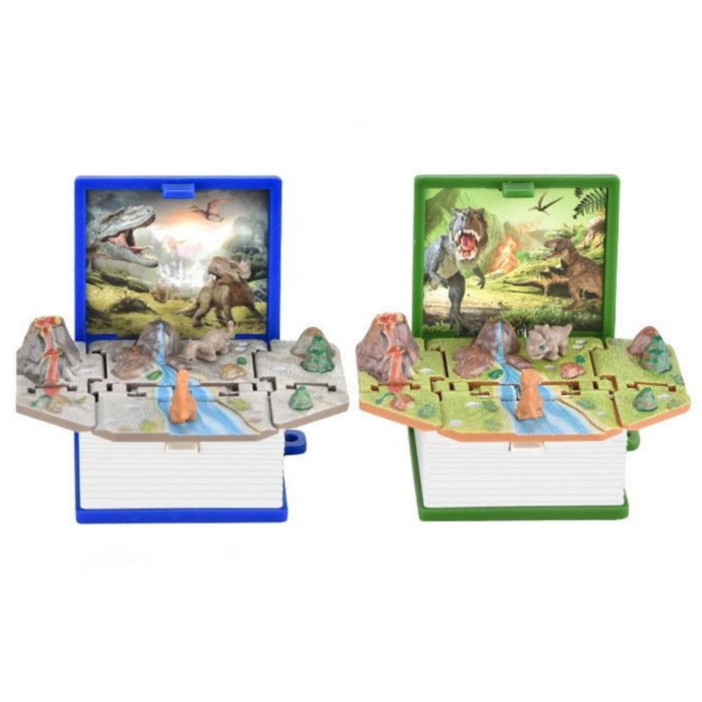 2Pcs Mini 3D Dinosaur Astronomy Book Keychains Miniature Book Keyring Purse