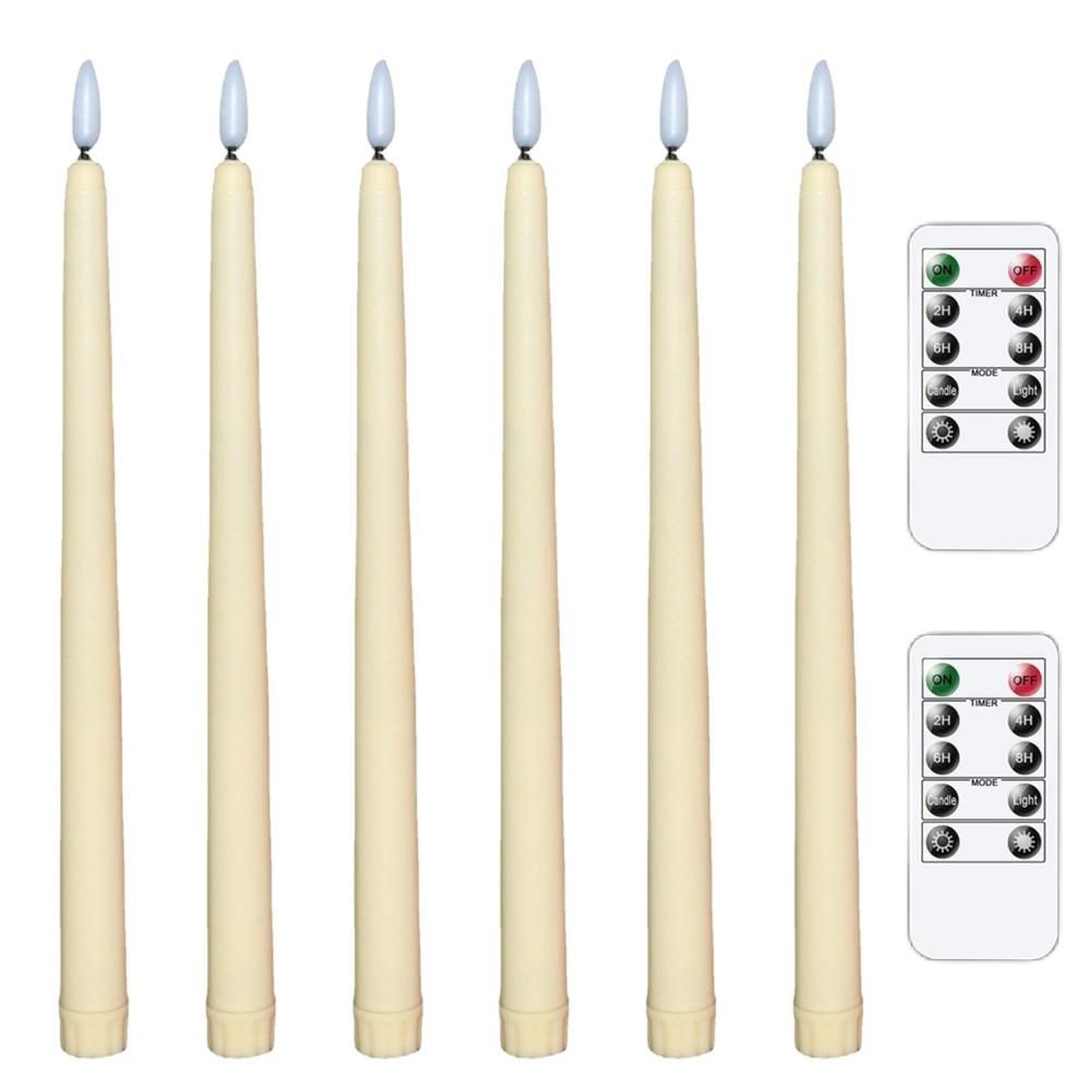 6Pcs LED Flameless Flickering Warm Light Taper Candles with 2 Remote Control view 2