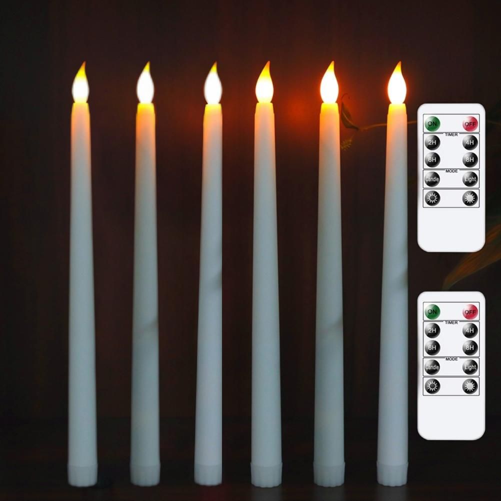 6Pcs LED Flameless Flickering Warm Light Taper Candles with 2 Remote Control view 3