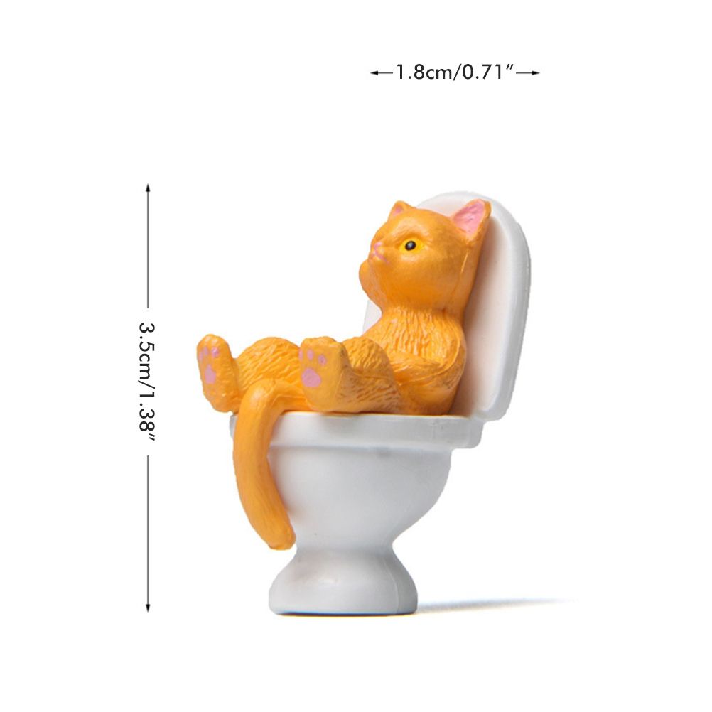 5Pcs Cat Sitting on Toilet Statues Mini Toilet Cat Figurines Desktop Ornaments view 2