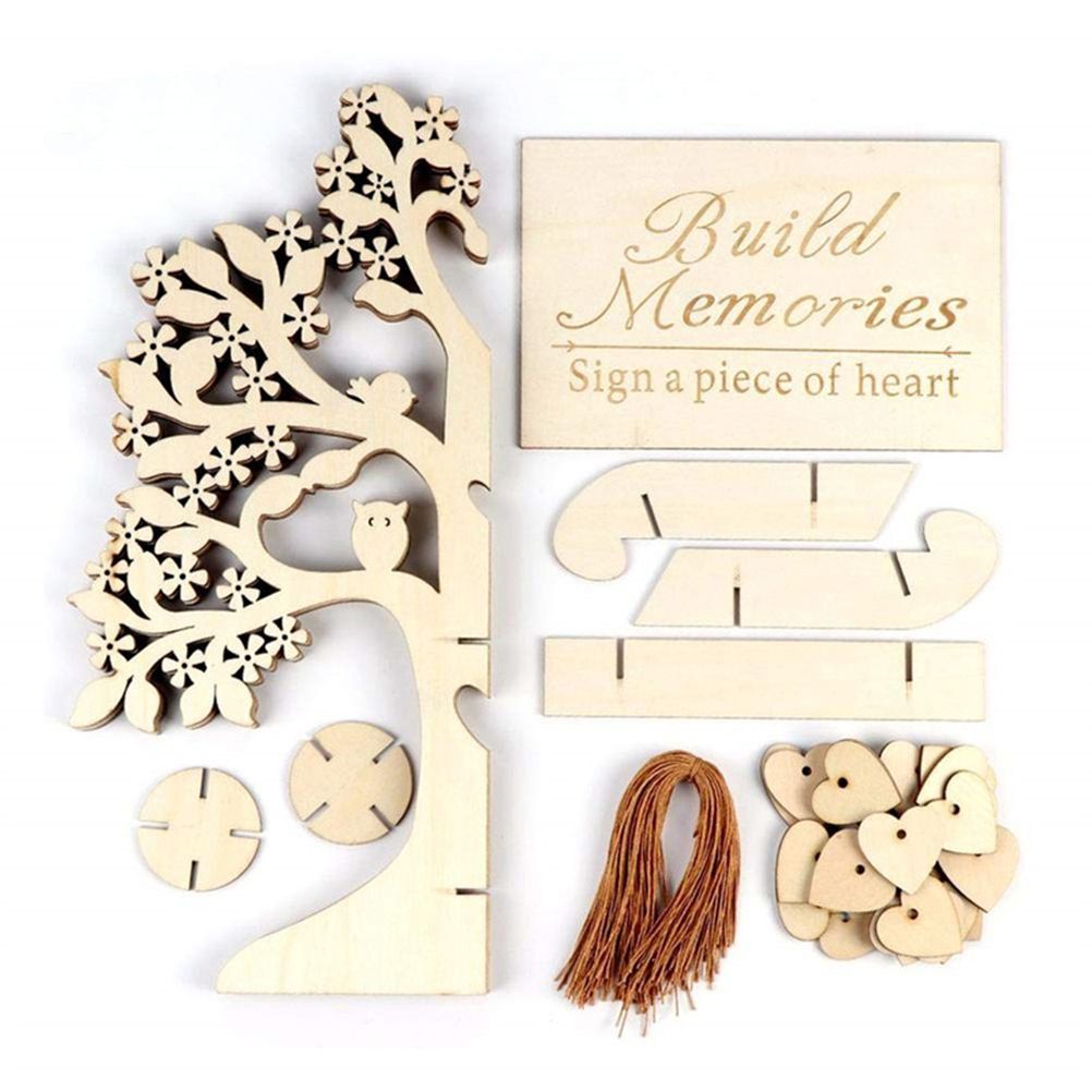 Wood Tree Frame Guest Book with Stand Unique Rustic Wedding Guest Registry view 2
