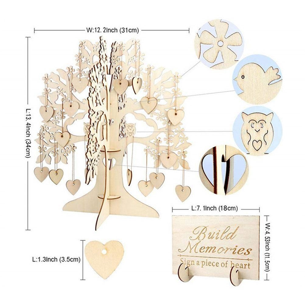 Wood Tree Frame Guest Book with Stand Unique Rustic Wedding Guest Registry view 3