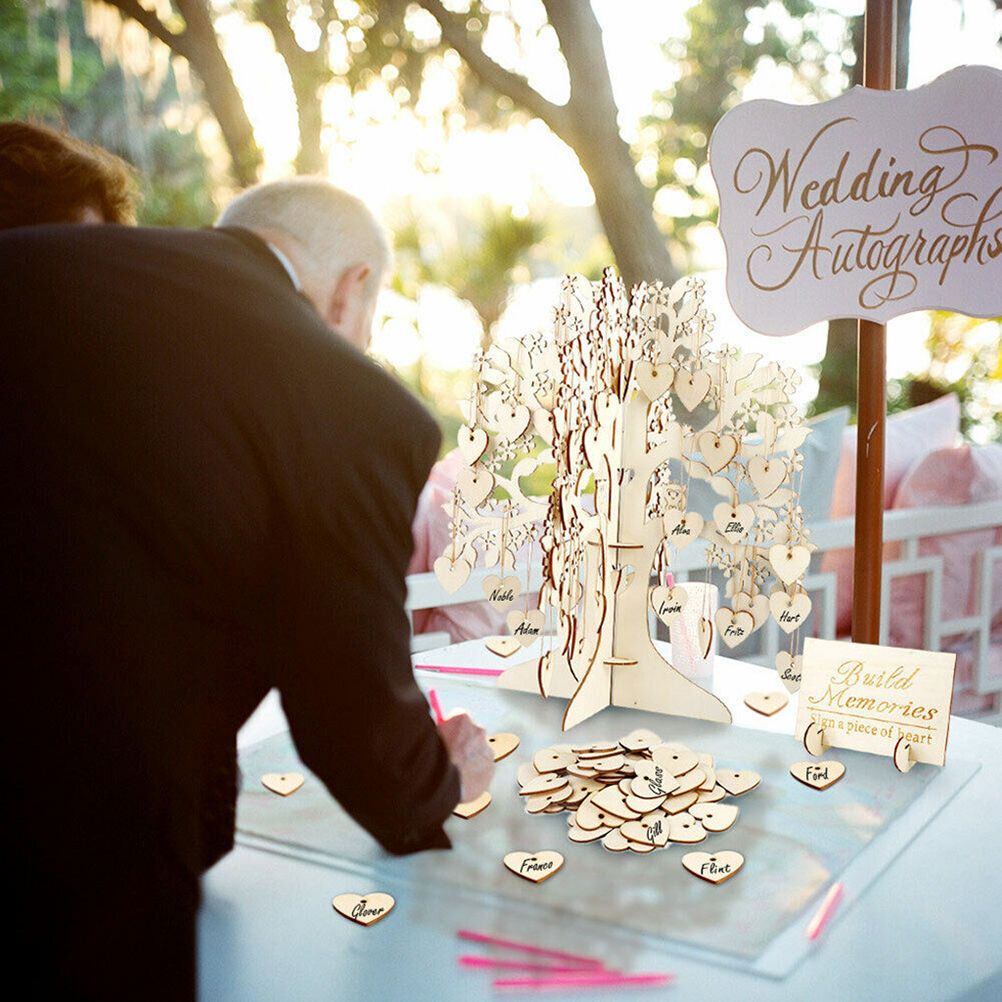 Wood Tree Frame Guest Book with Stand Unique Rustic Wedding Guest Registry view 6
