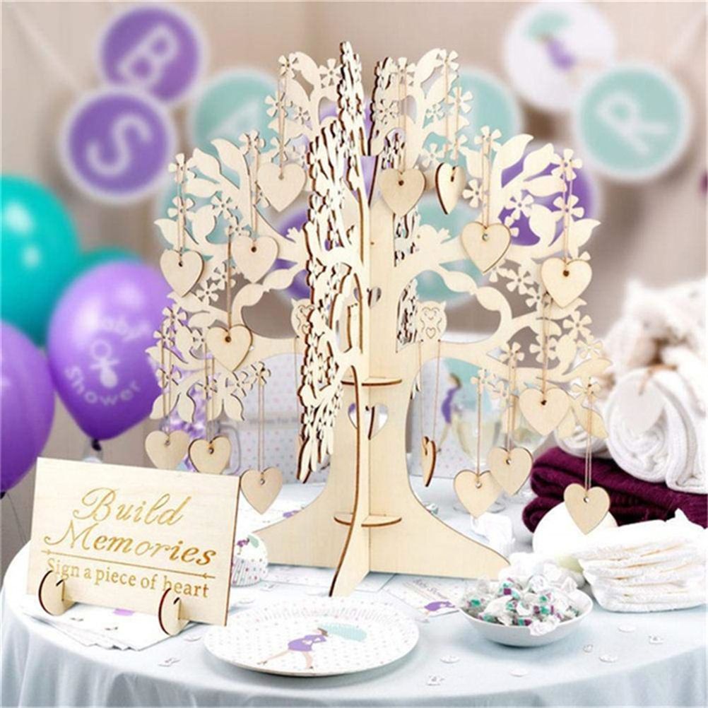 Wood Tree Frame Guest Book with Stand Unique Rustic Wedding Guest Registry view 7
