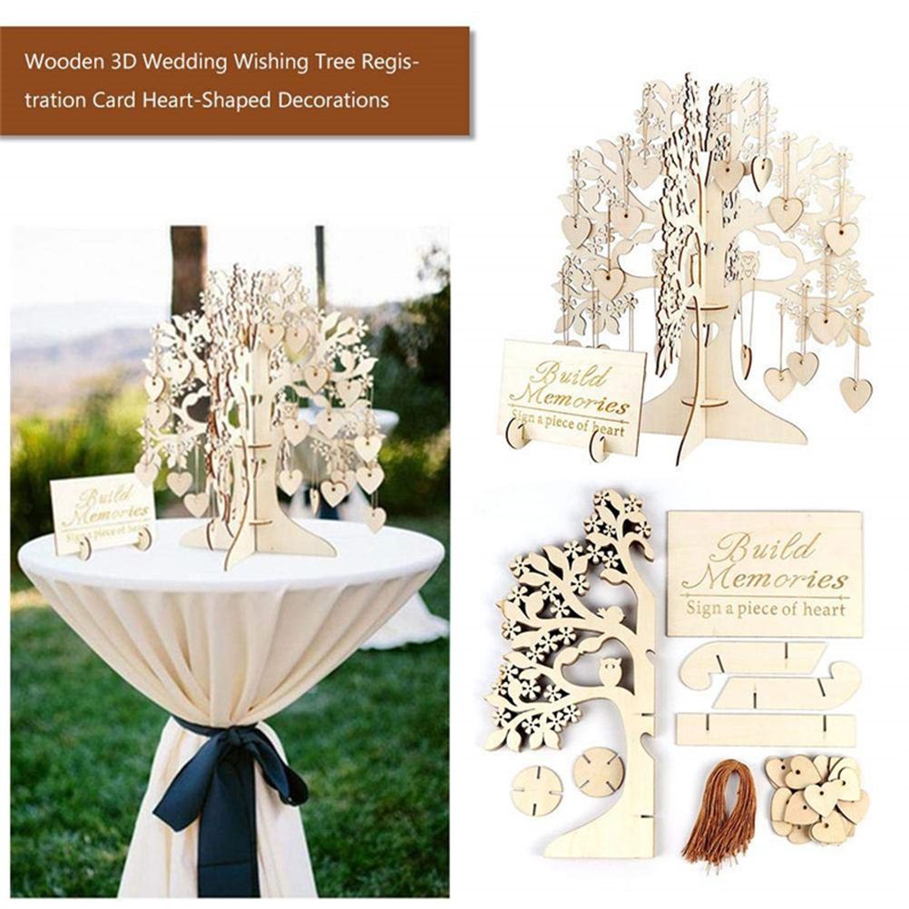 Wood Tree Frame Guest Book with Stand Unique Rustic Wedding Guest Registry view 11