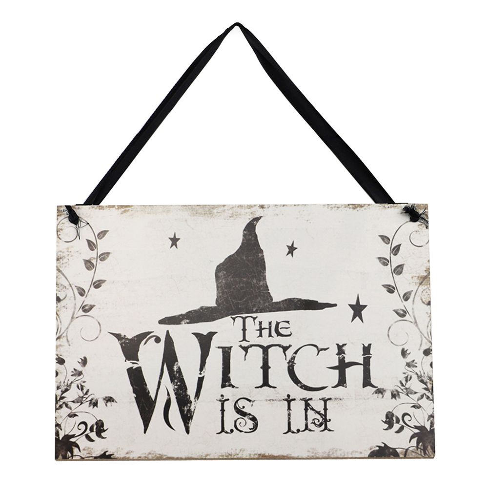Halloween Witch Wooden Sign Vintage Wooden Witch Hanging Plaque for Halloween