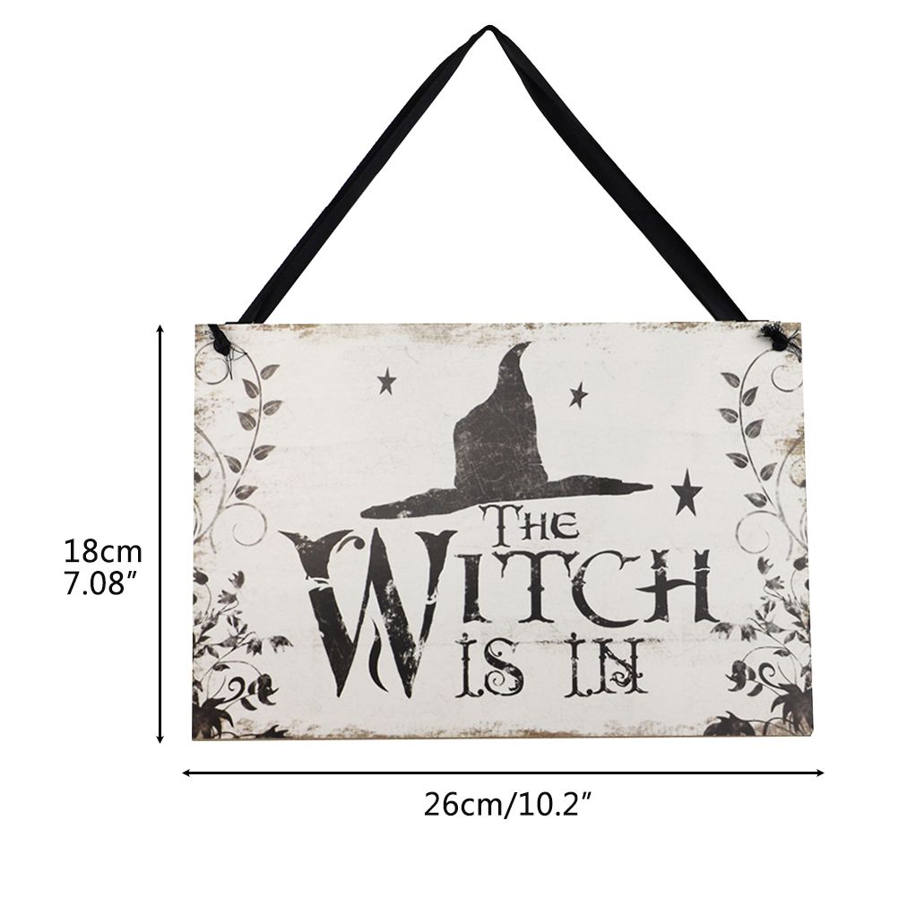 Halloween Witch Wooden Sign Vintage Wooden Witch Hanging Plaque for Halloween view 4