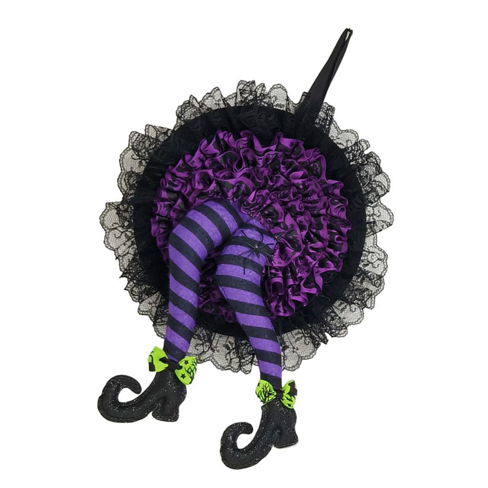 Halloween Wreath Witch Legs Wreath Front Door Ornaments Decorations Holiday view 6