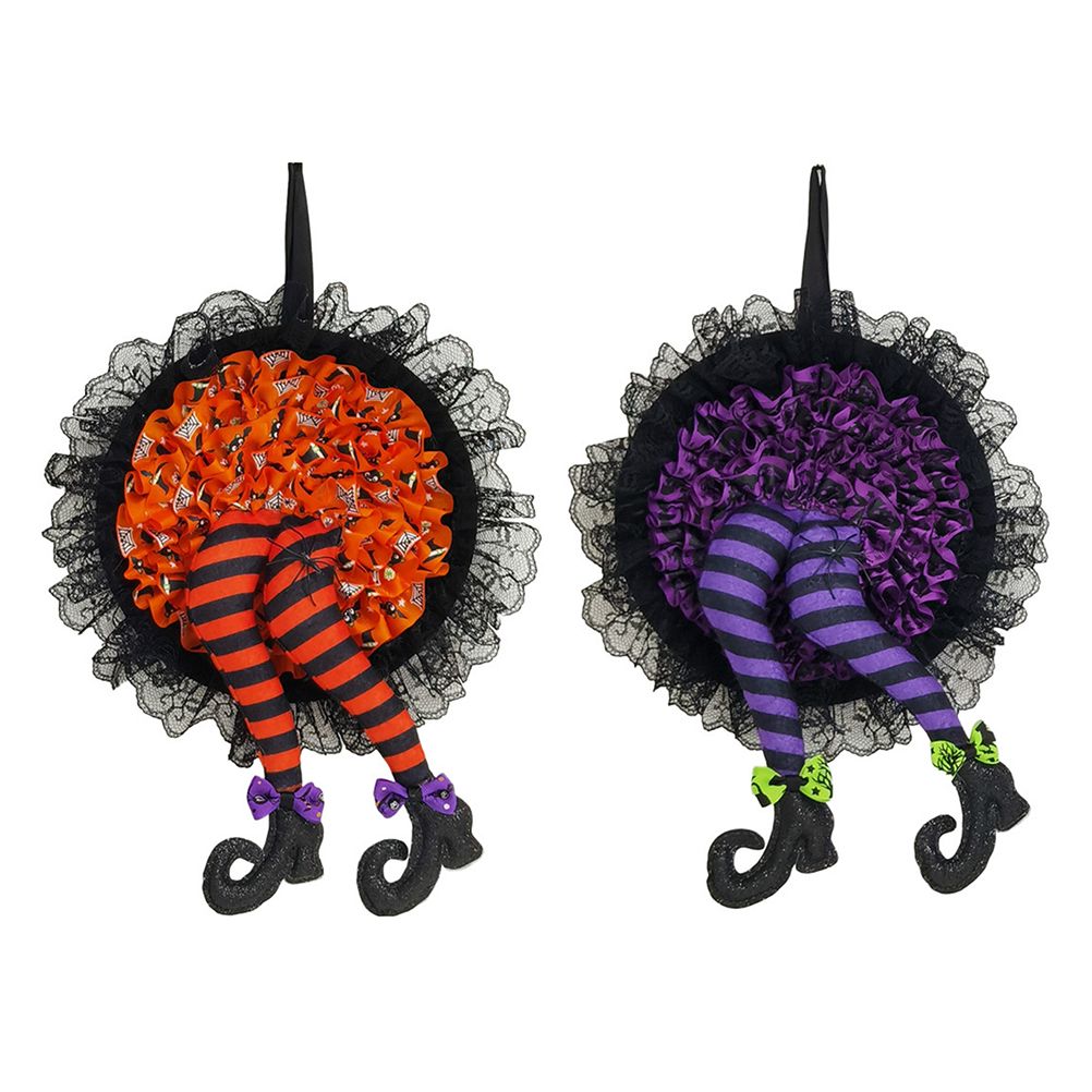 Halloween Wreath Witch Legs Wreath Front Door Ornaments Decorations Holiday view 8