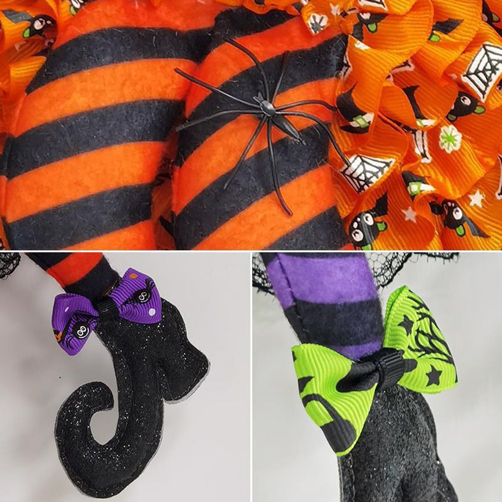 Halloween Wreath Witch Legs Wreath Front Door Ornaments Decorations Holiday view 9