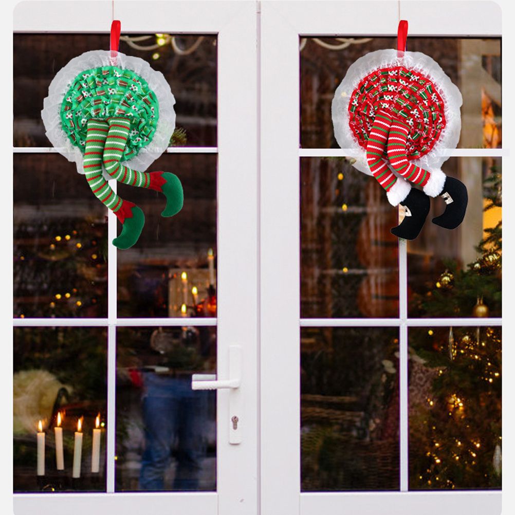 Christmas Wreath Hanging Elf Legs Wreath Front Door Ornaments Christmas Tree view 4