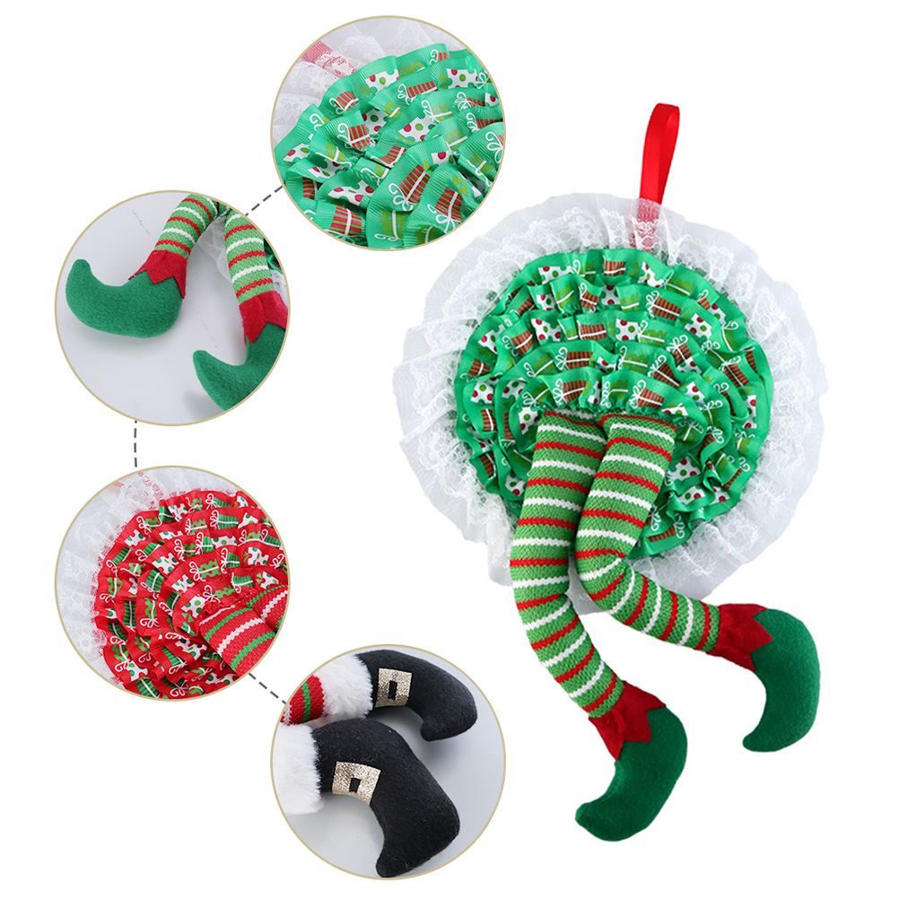 Christmas Wreath Hanging Elf Legs Wreath Front Door Ornaments Christmas Tree view 6