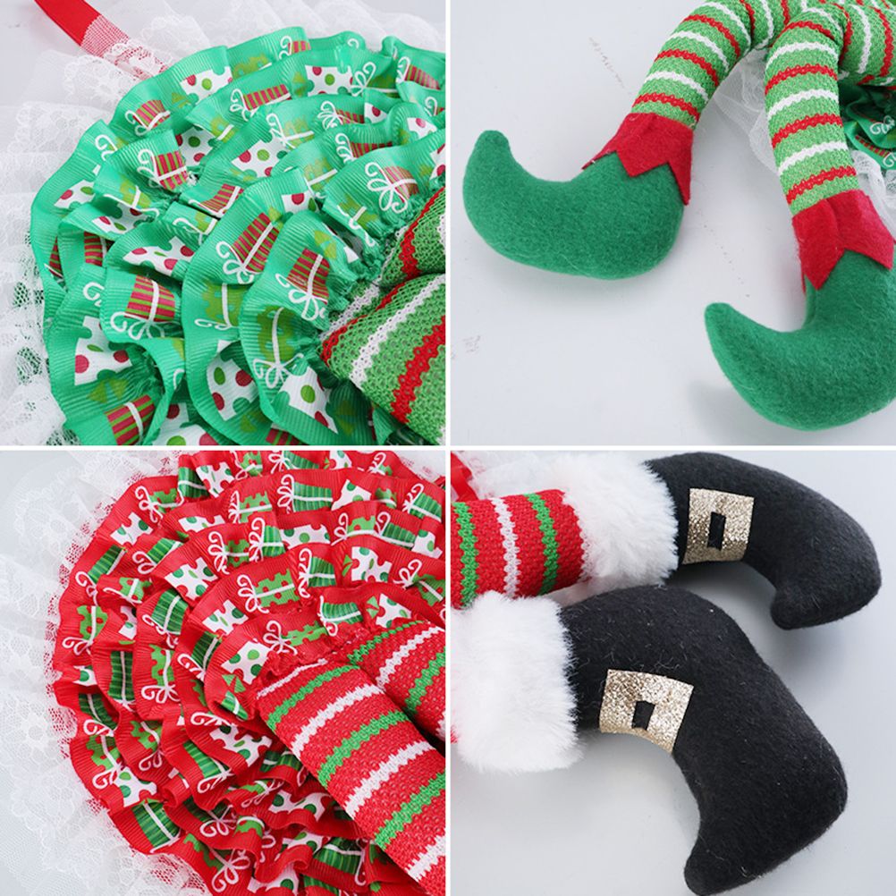Christmas Wreath Hanging Elf Legs Wreath Front Door Ornaments Christmas Tree view 7