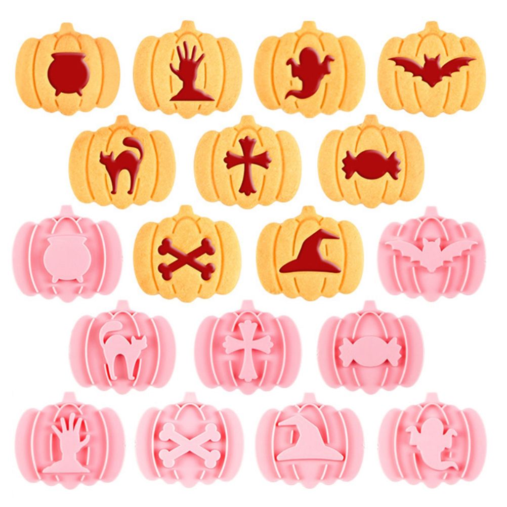 9Pcs 3D Cutters Halloween Pumpkin Biscuit Mould Fondant Baking Tool Baking