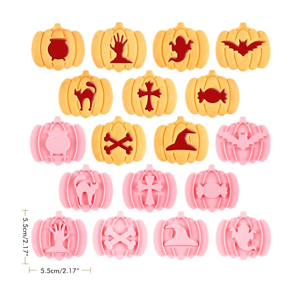9Pcs 3D Cutters Halloween Pumpkin Biscuit Mould Fondant Baking Tool Baking view 2