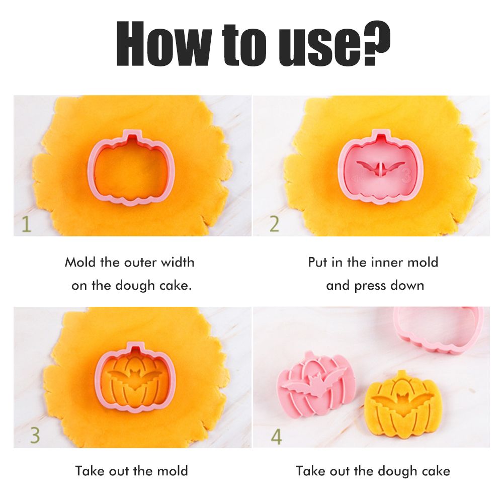 9Pcs 3D Cutters Halloween Pumpkin Biscuit Mould Fondant Baking Tool Baking view 4