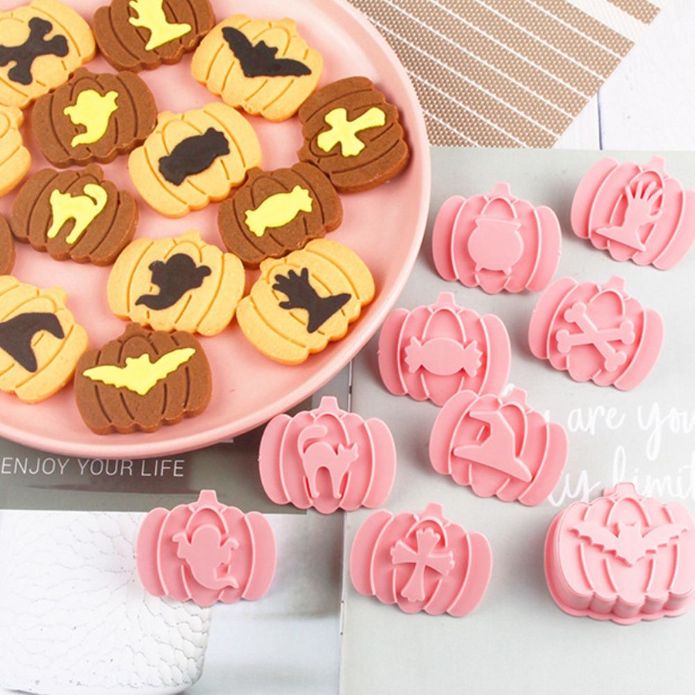 9Pcs 3D Cutters Halloween Pumpkin Biscuit Mould Fondant Baking Tool Baking view 5