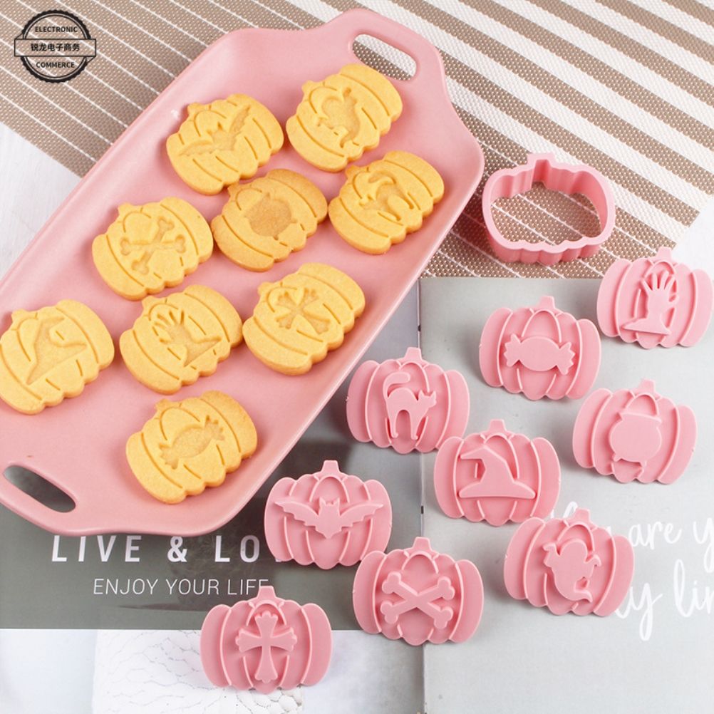 9Pcs 3D Cutters Halloween Pumpkin Biscuit Mould Fondant Baking Tool Baking view 6