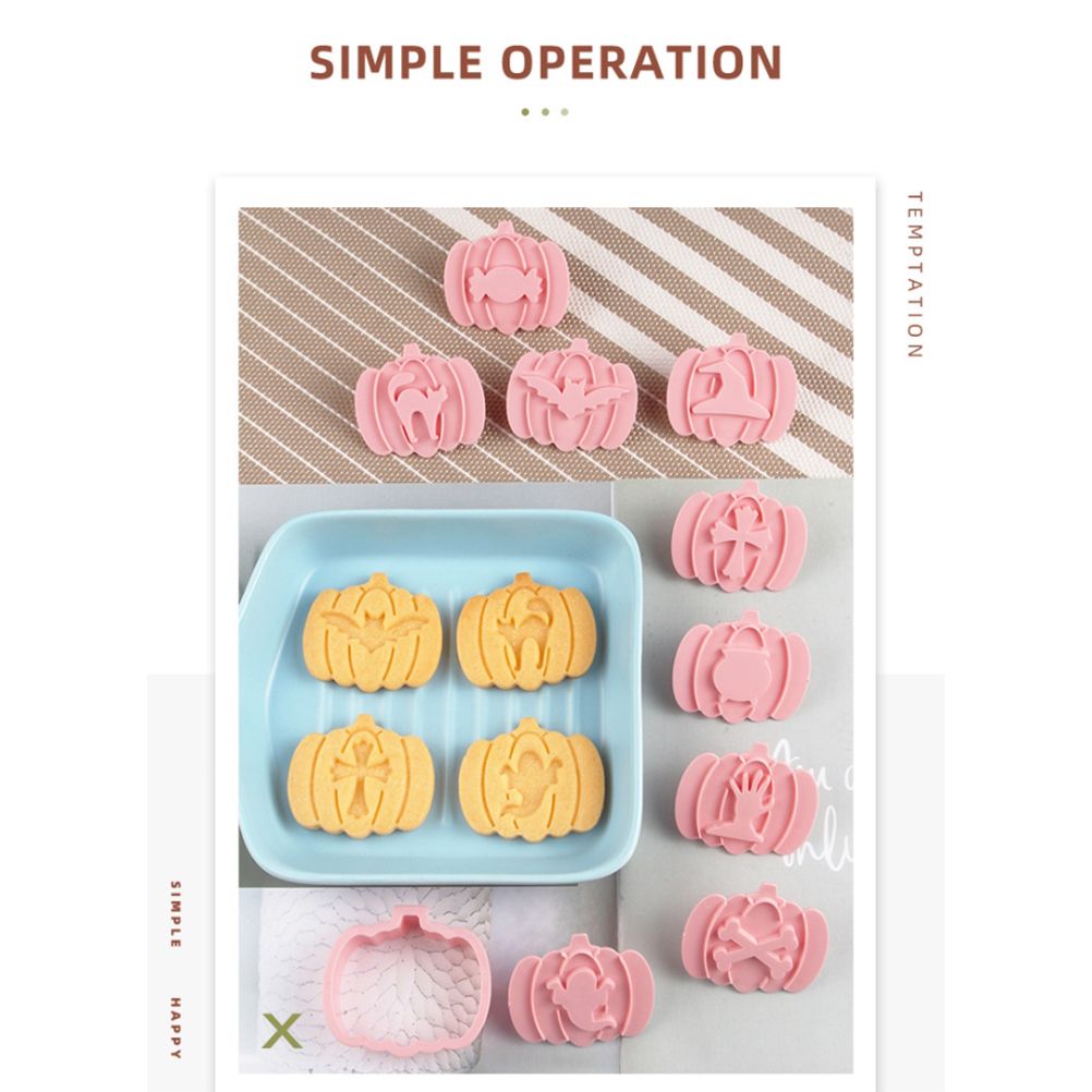 9Pcs 3D Cutters Halloween Pumpkin Biscuit Mould Fondant Baking Tool Baking view 10