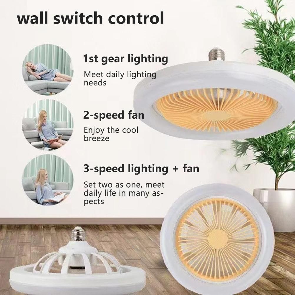 Ceiling Fans with Lighting 30W Dimmable Fan Lamp Modern Smart E27 Lamp Head view 2