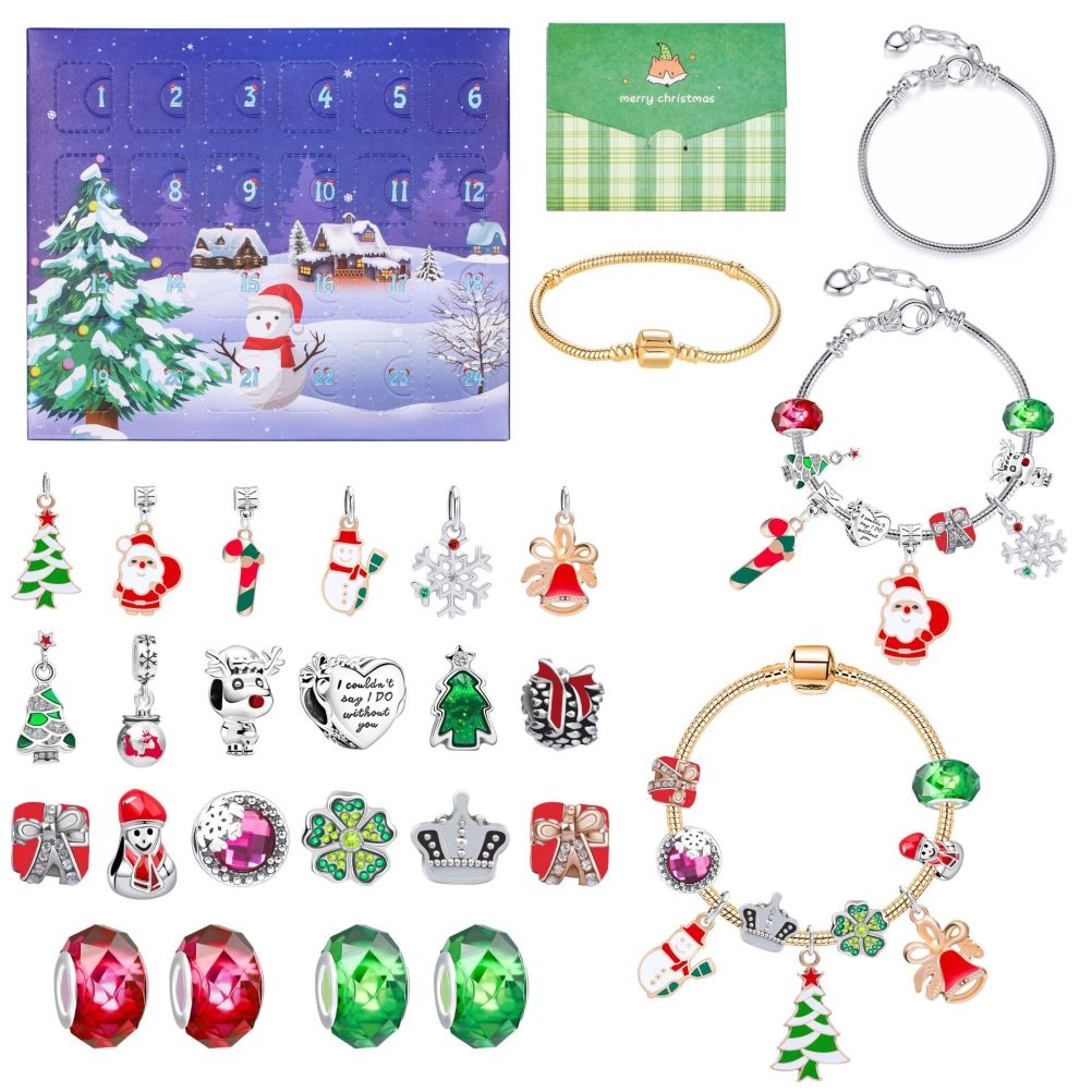 Christmas Advent Calendar DIY Charm Bracelet Making Kit for Kids 24 Days