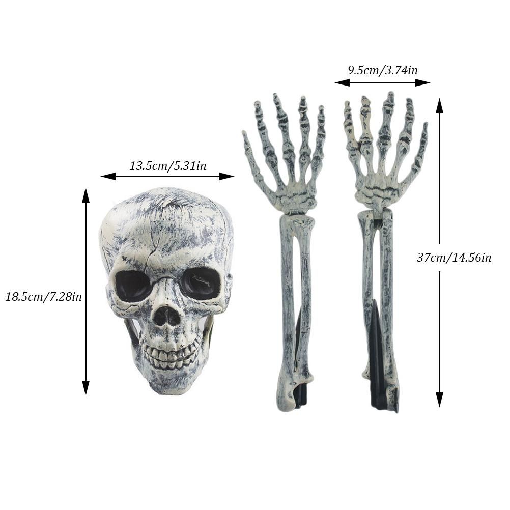Halloween Glowing Skeleton Head Hands Arms Stakes Luminous Outdoor Decor for view 2