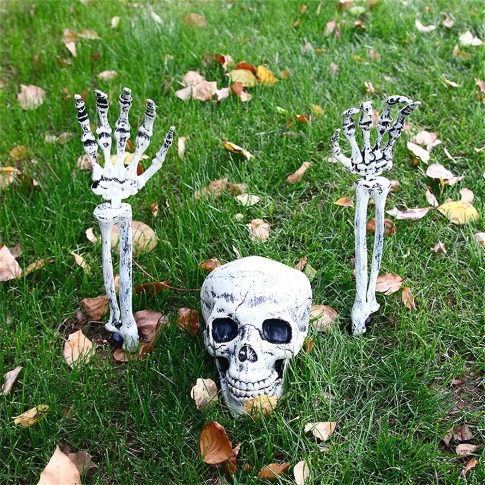 Halloween Glowing Skeleton Head Hands Arms Stakes Luminous Outdoor Decor for view 5