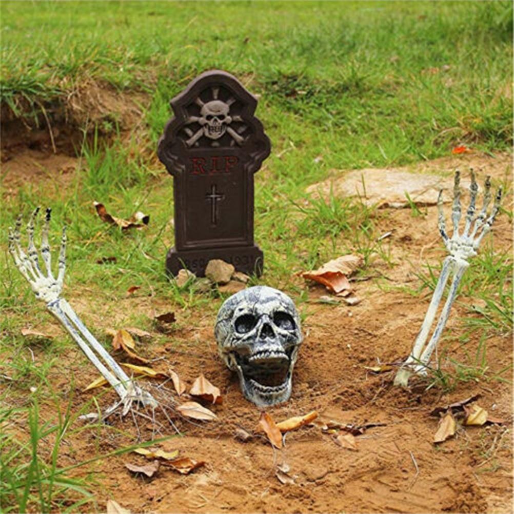 Halloween Glowing Skeleton Head Hands Arms Stakes Luminous Outdoor Decor for view 6