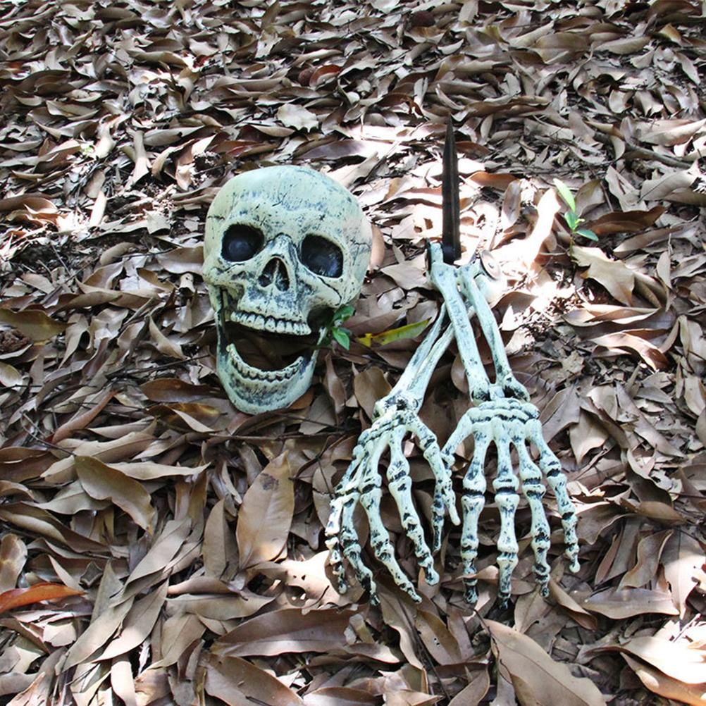Halloween Glowing Skeleton Head Hands Arms Stakes Luminous Outdoor Decor for view 7