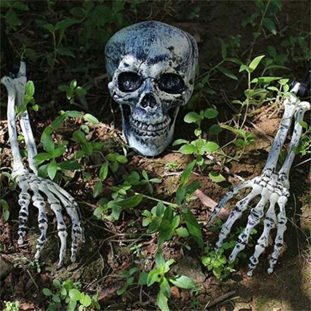 Halloween Glowing Skeleton Head Hands Arms Stakes Luminous Outdoor Decor for view 9