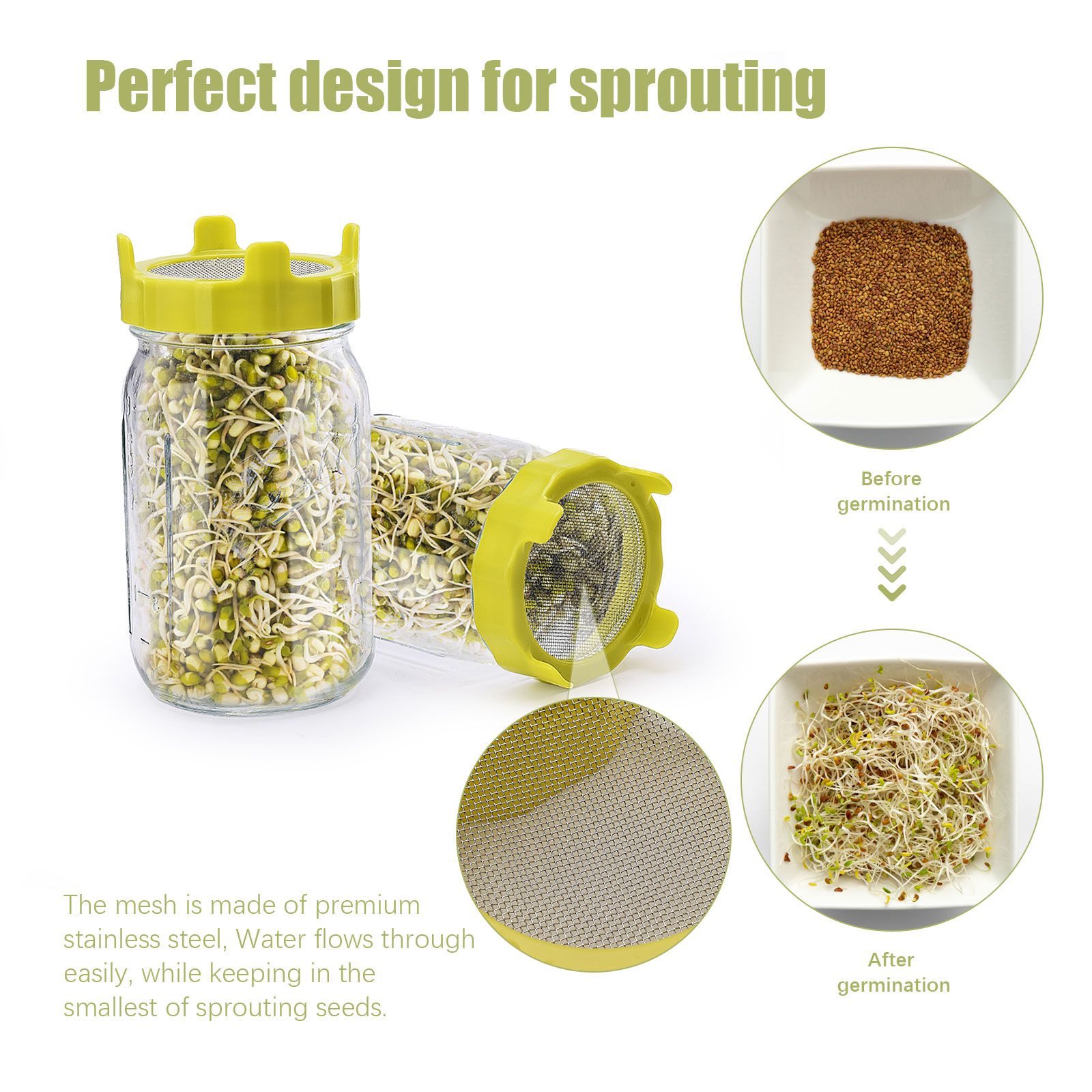 ABS Sprout Lid with Stainless Steel Screen for Wide Mouth Mason Jars view 11