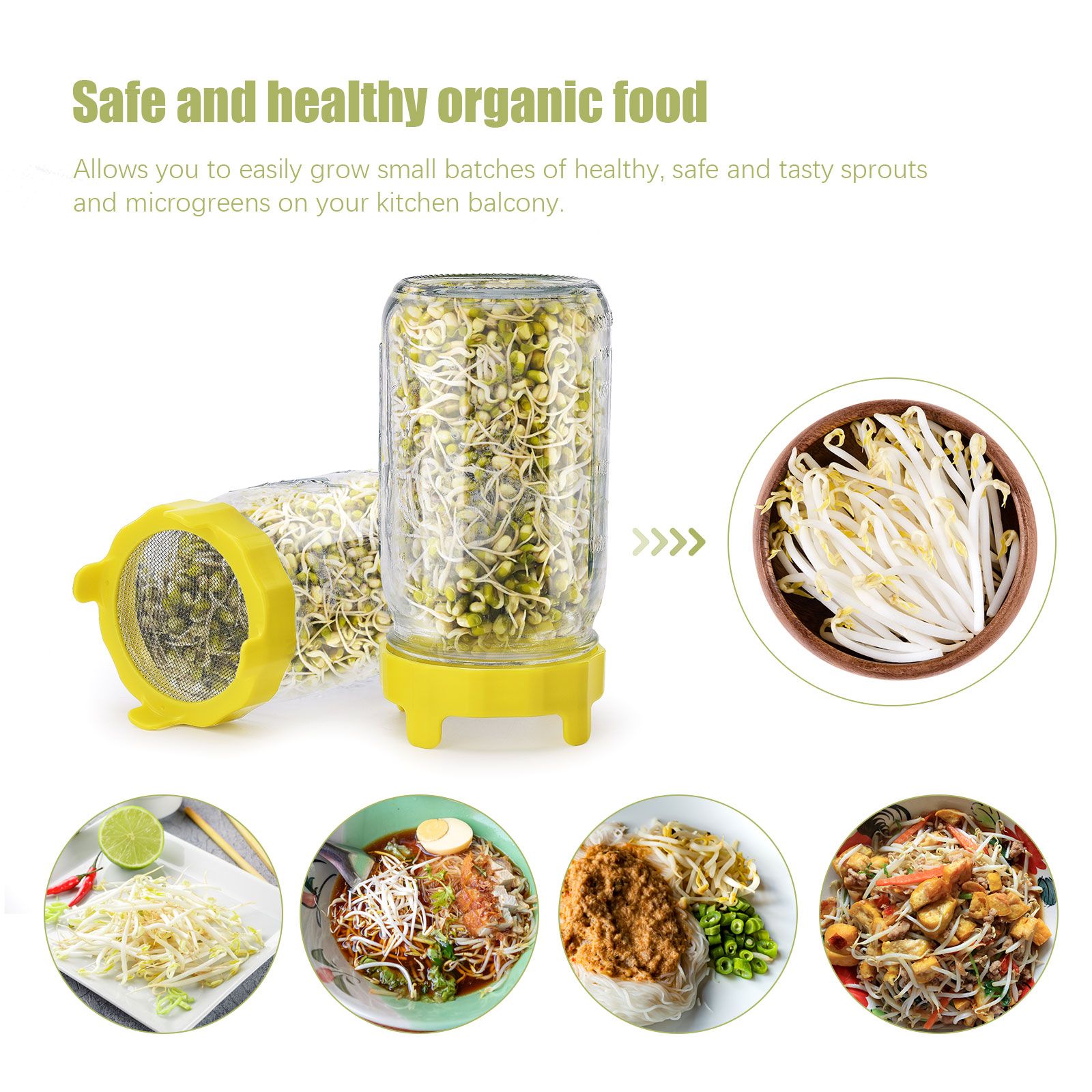 ABS Sprout Lid with Stainless Steel Screen for Wide Mouth Mason Jars view 9