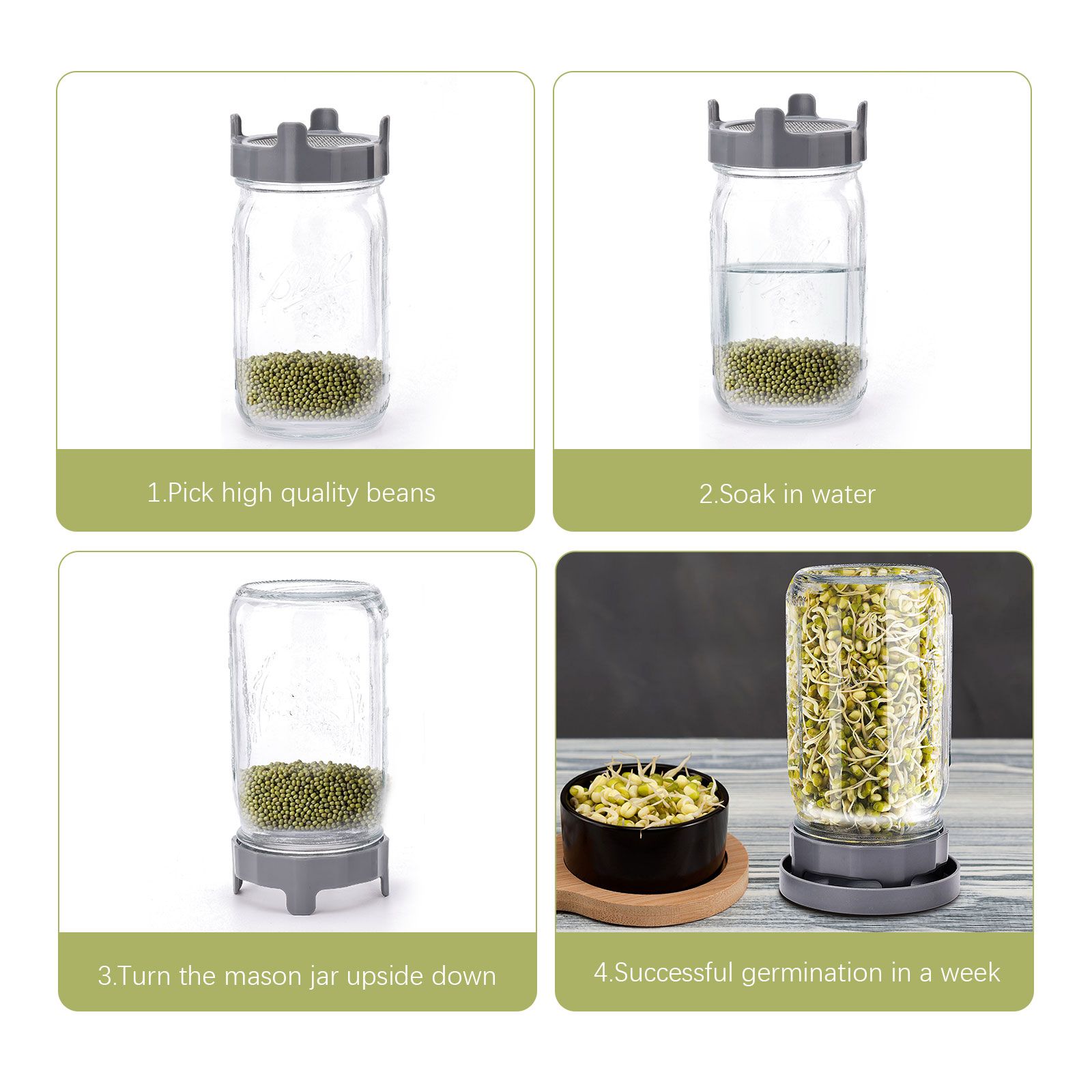 ABS Sprout Lid with Stainless Steel Screen for Wide Mouth Mason Jars view 10