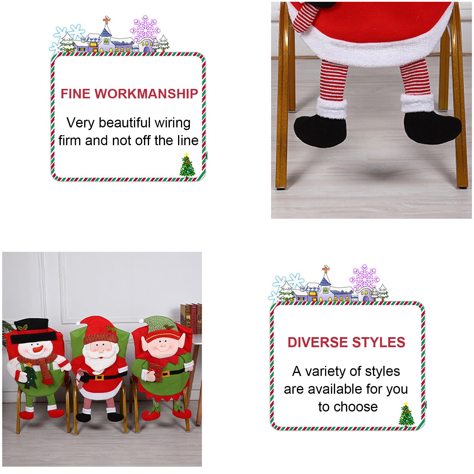Christmas Decoration Chair Festival Cover Chair Cover Ornament Dinner Decor view 5