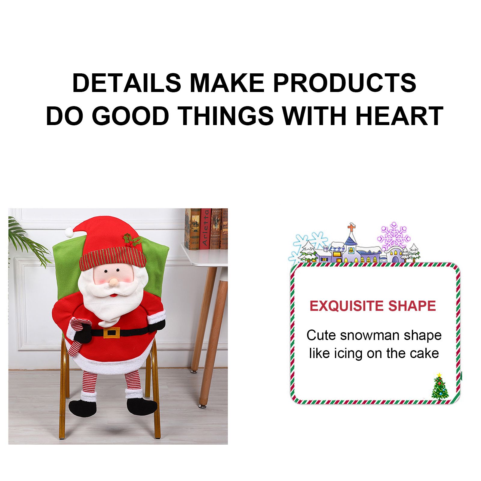 Christmas Decoration Chair Festival Cover Chair Cover Ornament Dinner Decor view 6