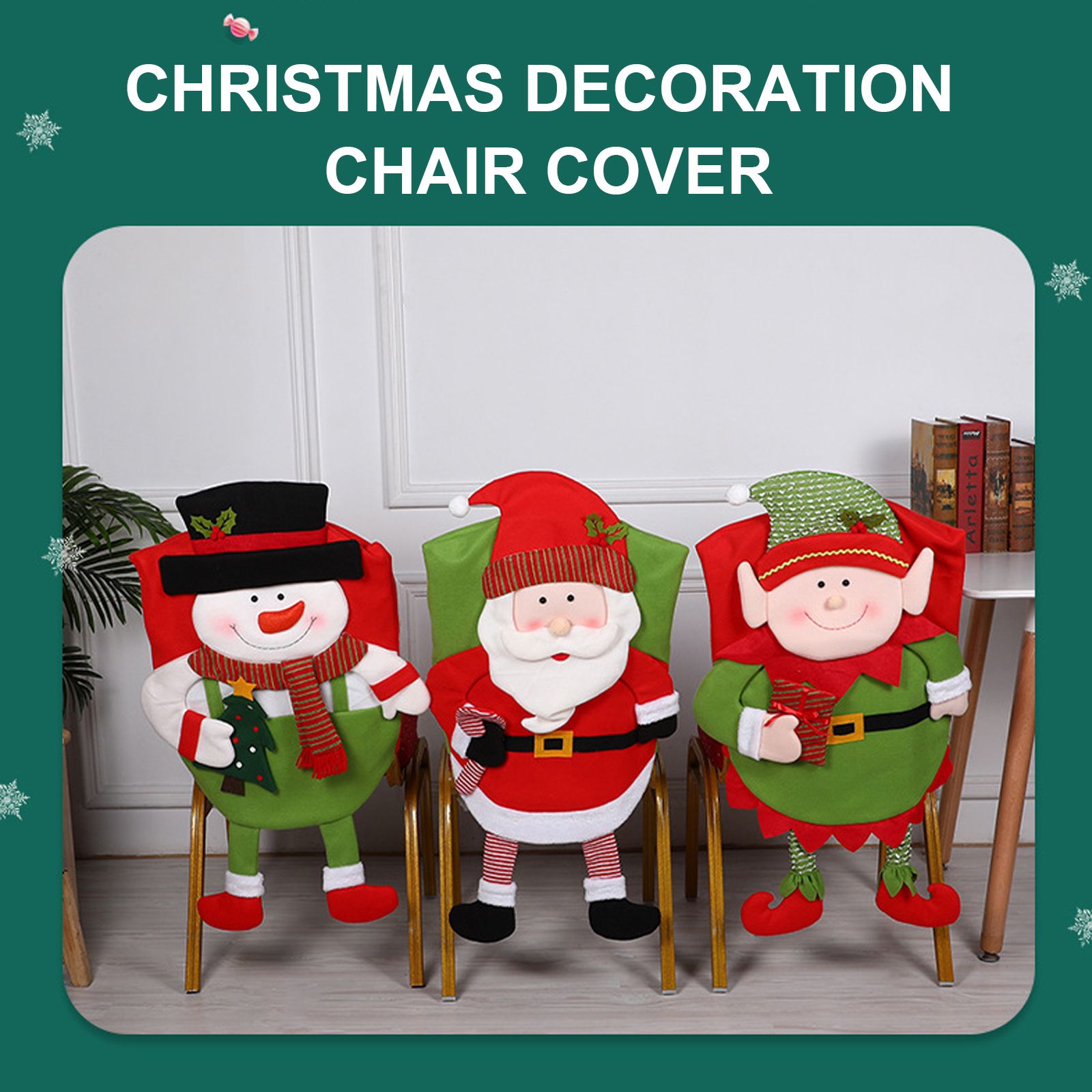 Christmas Decoration Chair Festival Cover Chair Cover Ornament Dinner Decor view 7