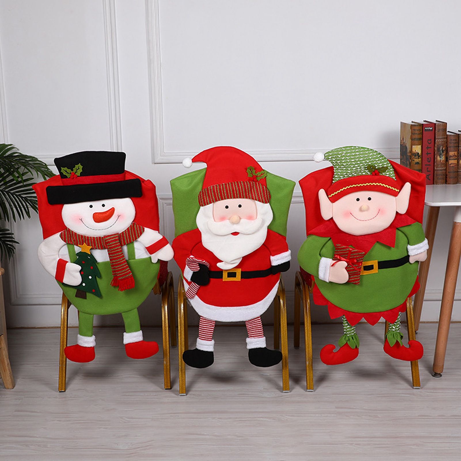 Christmas Decoration Chair Festival Cover Chair Cover Ornament Dinner Decor view 2