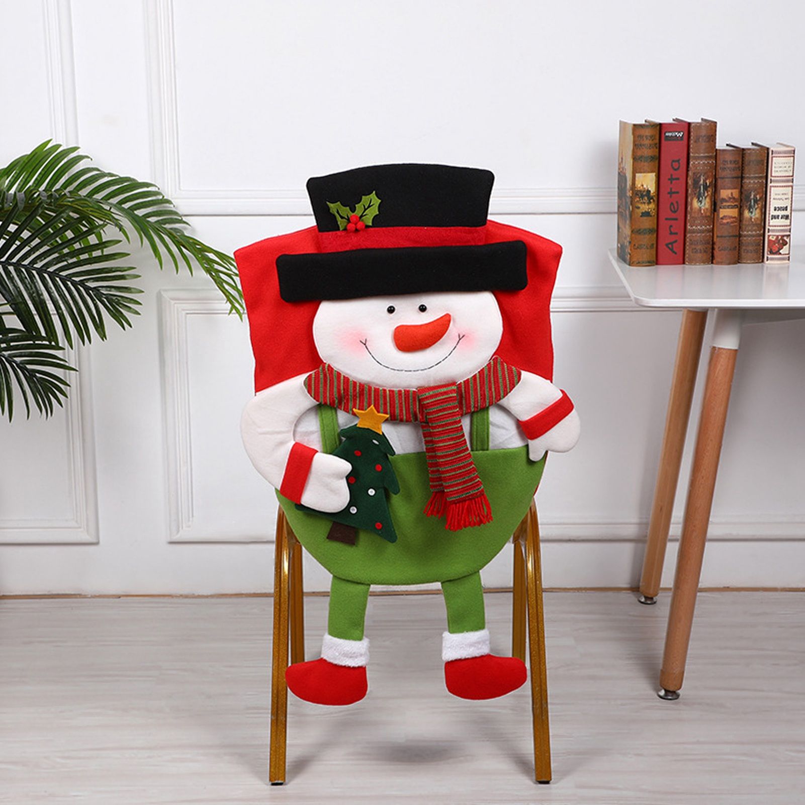 Christmas Decoration Chair Festival Cover Chair Cover Ornament Dinner Decor view 3