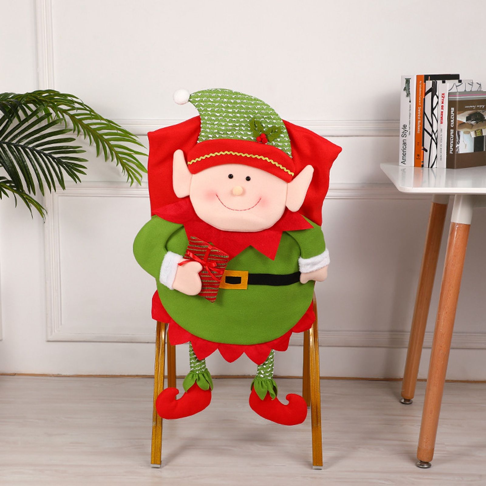 Christmas Decoration Chair Festival Cover Chair Cover Ornament Dinner Decor view 4