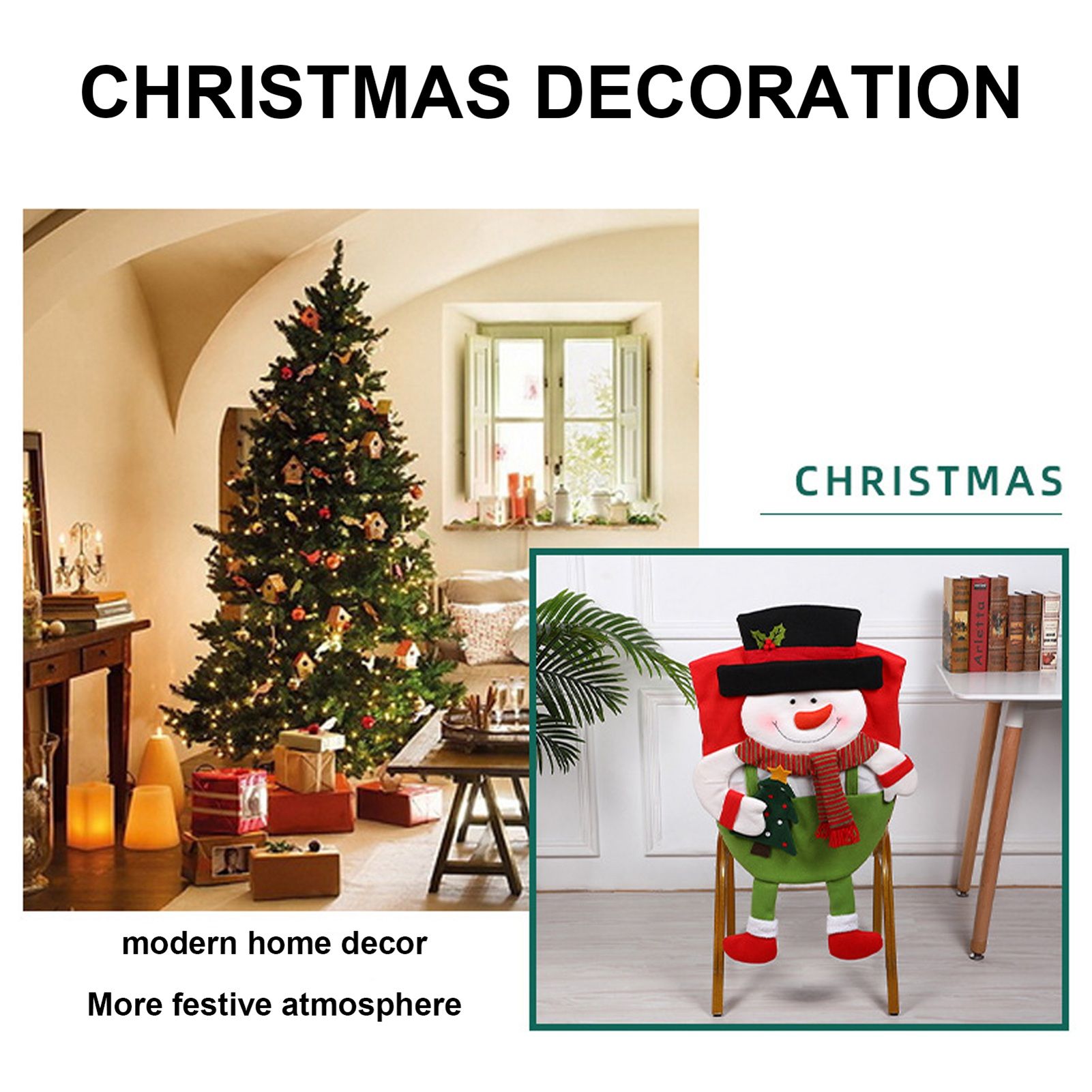 Christmas Decoration Chair Festival Cover Chair Cover Ornament Dinner Decor view 6