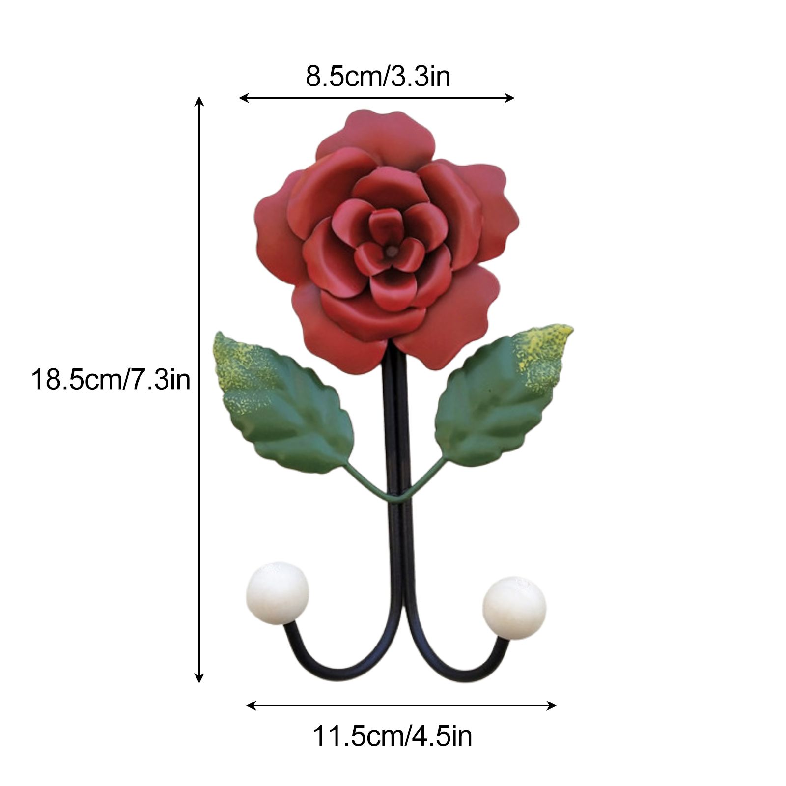 Wrought Iron Rose Flowers Double Hook Small Hook Door Behind Bathroom Kitchen view 4