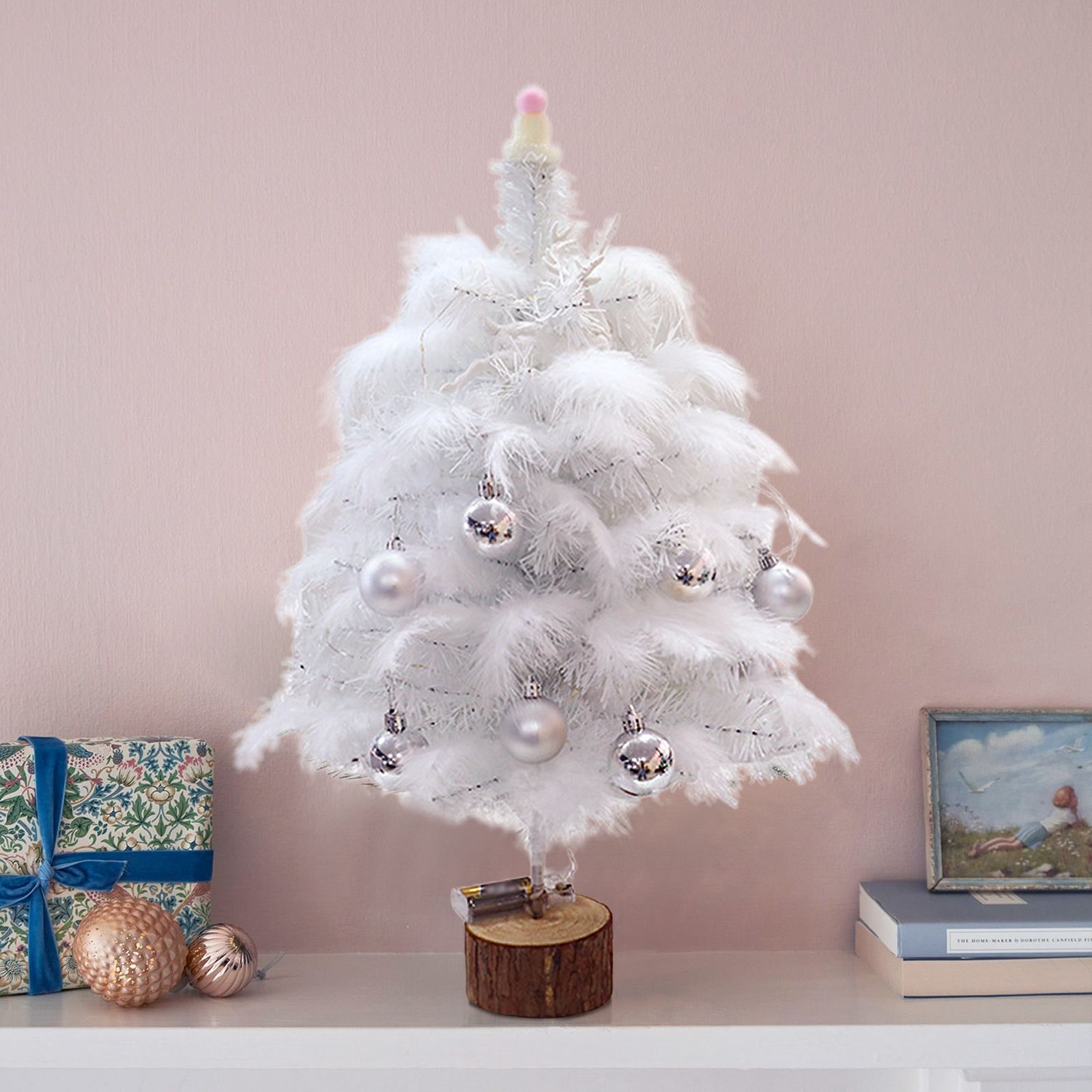 Feather Christmas Tree with Lamp String Artificial Christmas Tree Decoration view 13