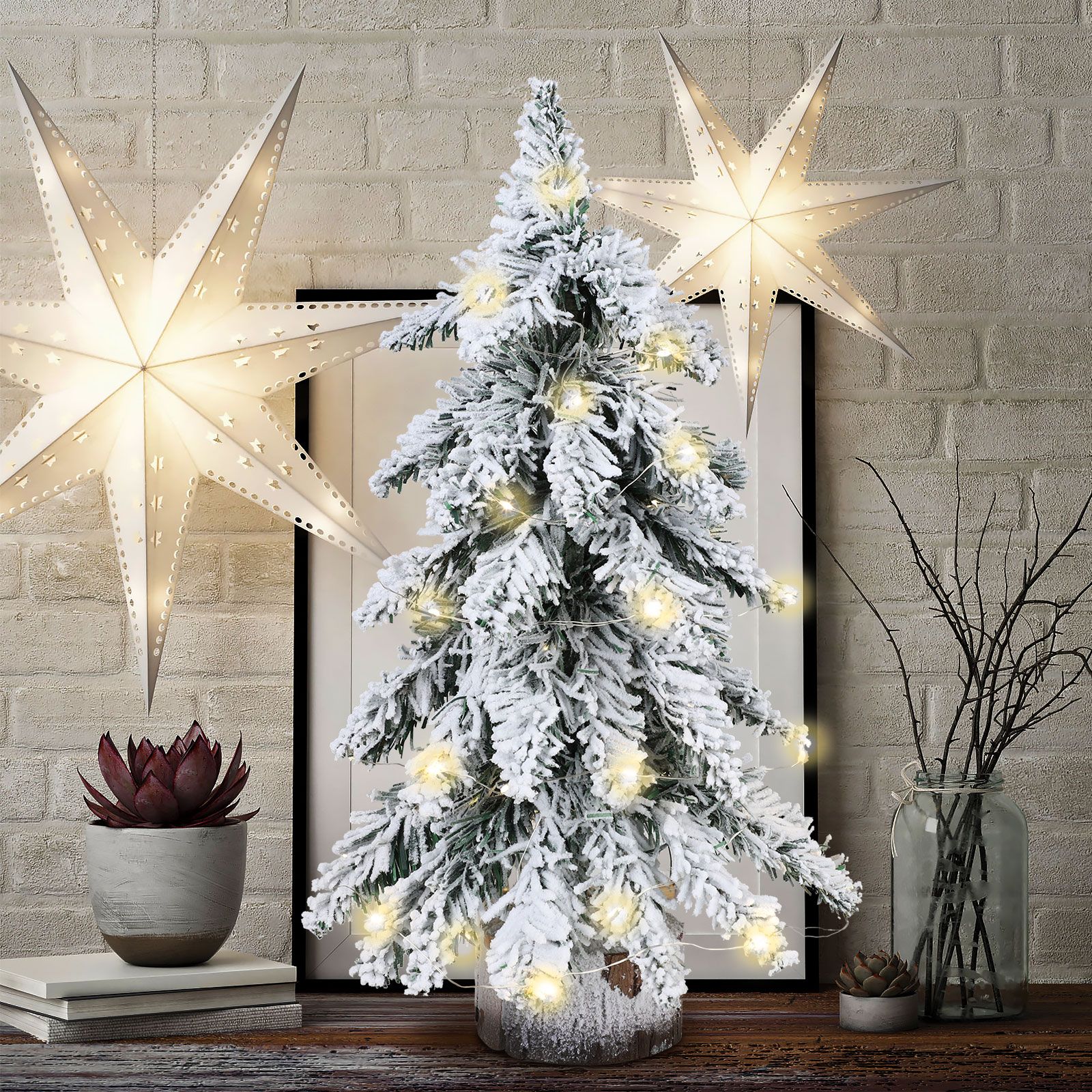 45cm Flocking Christmas Tree with Lights PVC Mini Christmas Tree Artificial view 2
