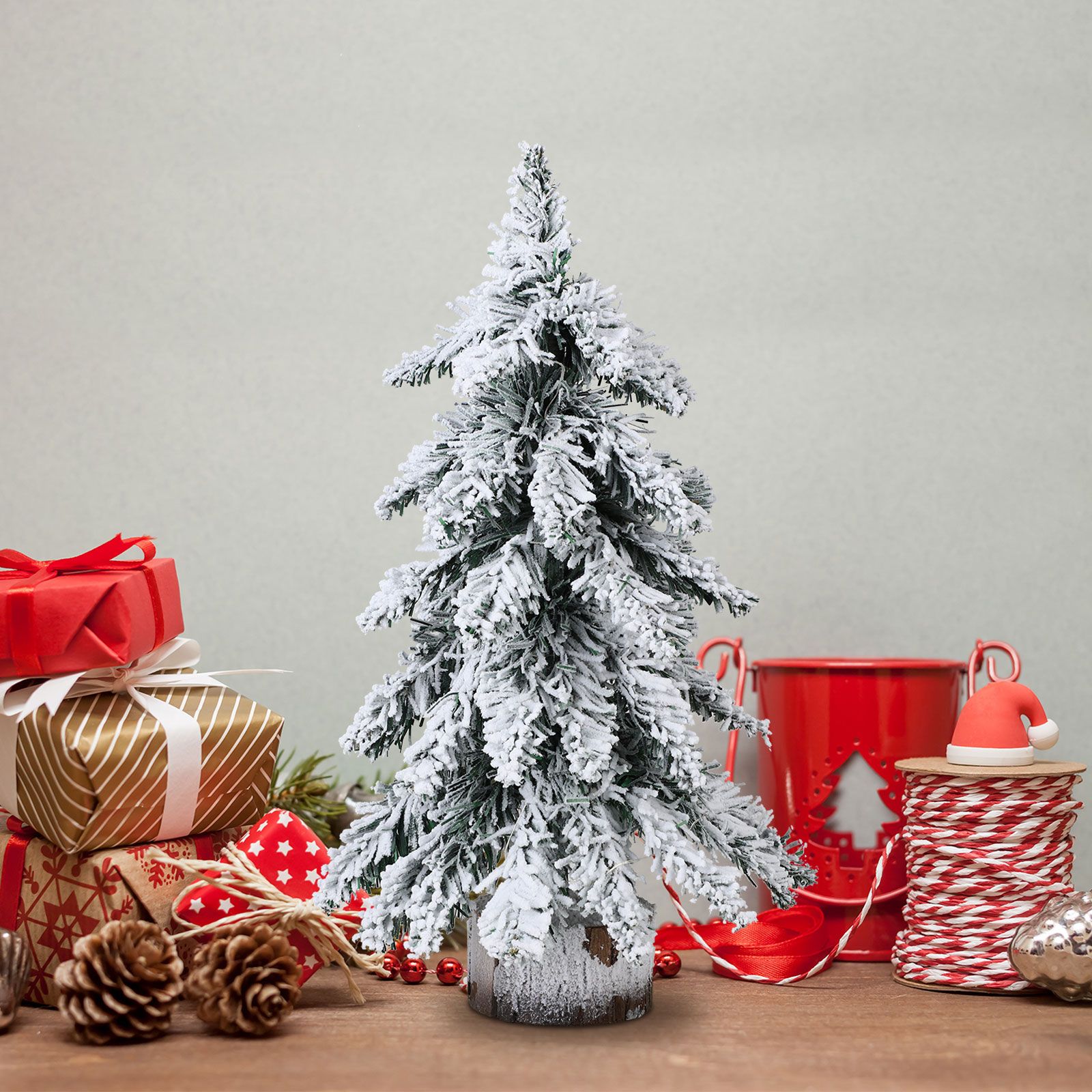 45cm Flocking Christmas Tree with Lights PVC Mini Christmas Tree Artificial view 3
