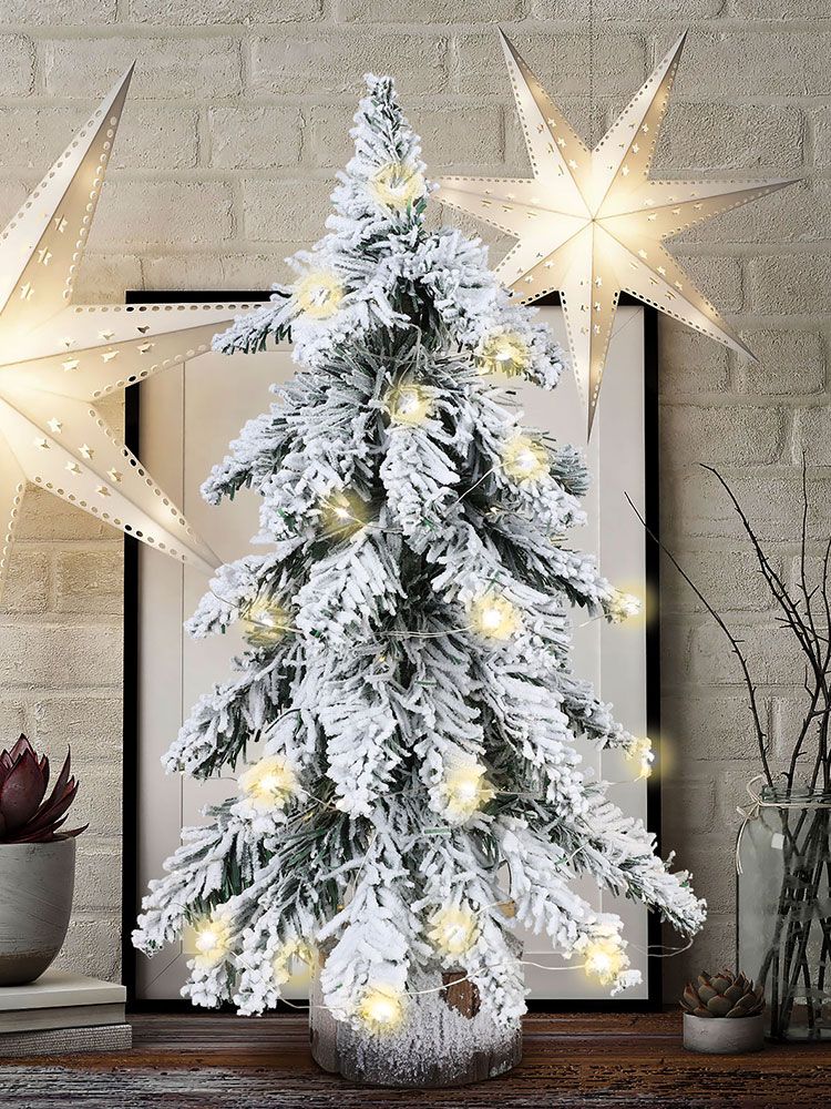 45cm Flocking Christmas Tree with Lights PVC Mini Christmas Tree Artificial view 7
