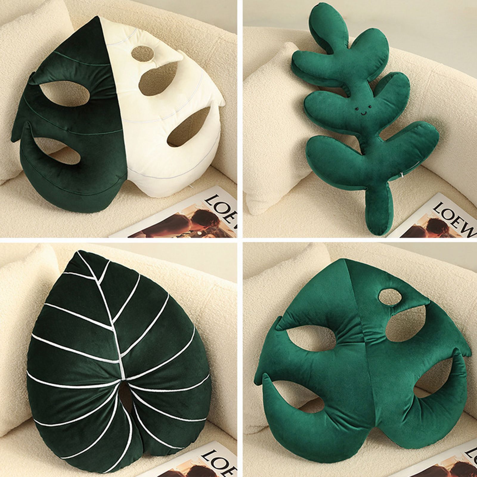 Turtle Back Bamboo Sofa Pillow Cushion Leaf Shaped Throw Pillow view 11