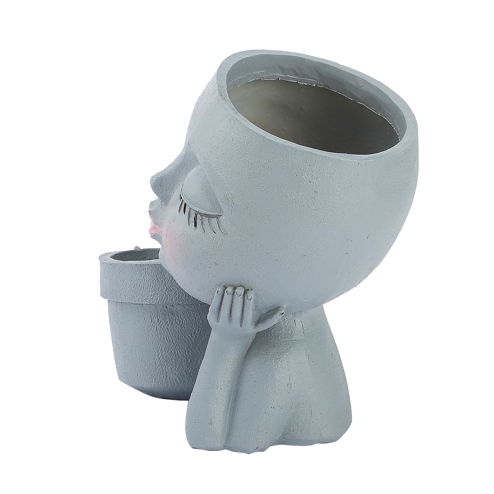 Dual Flower Pot Resin Cute Look Decorative Flower Planter for Home Balcony view 12